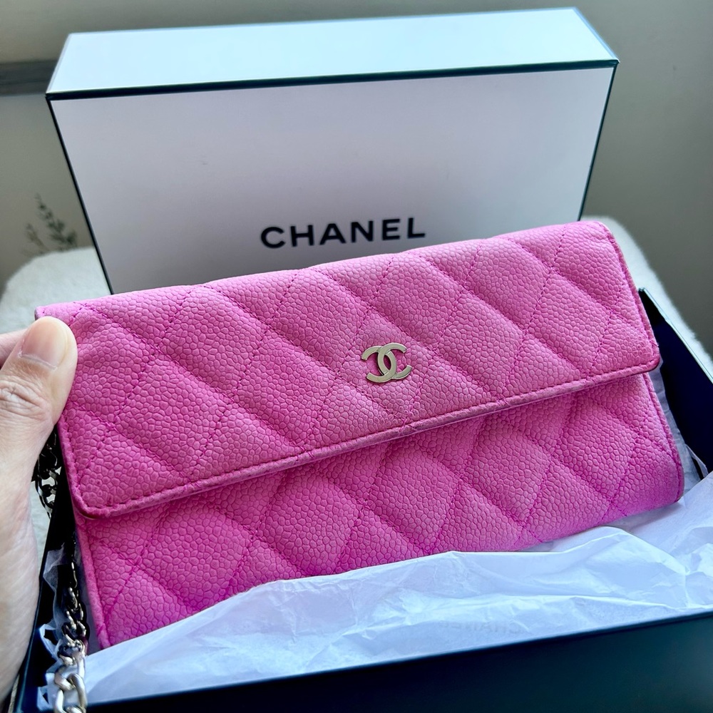 Barbie Chanel Soft Caviar Leather Long Wallet